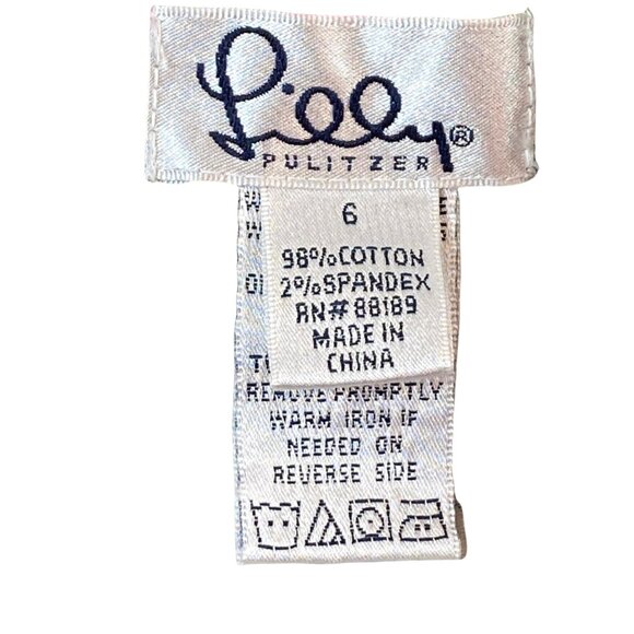 Lilly Pulitzer Floral A-Line Skirt Size 6 Green Pink Cotton/Spandex Blend - Picture 7 of 8